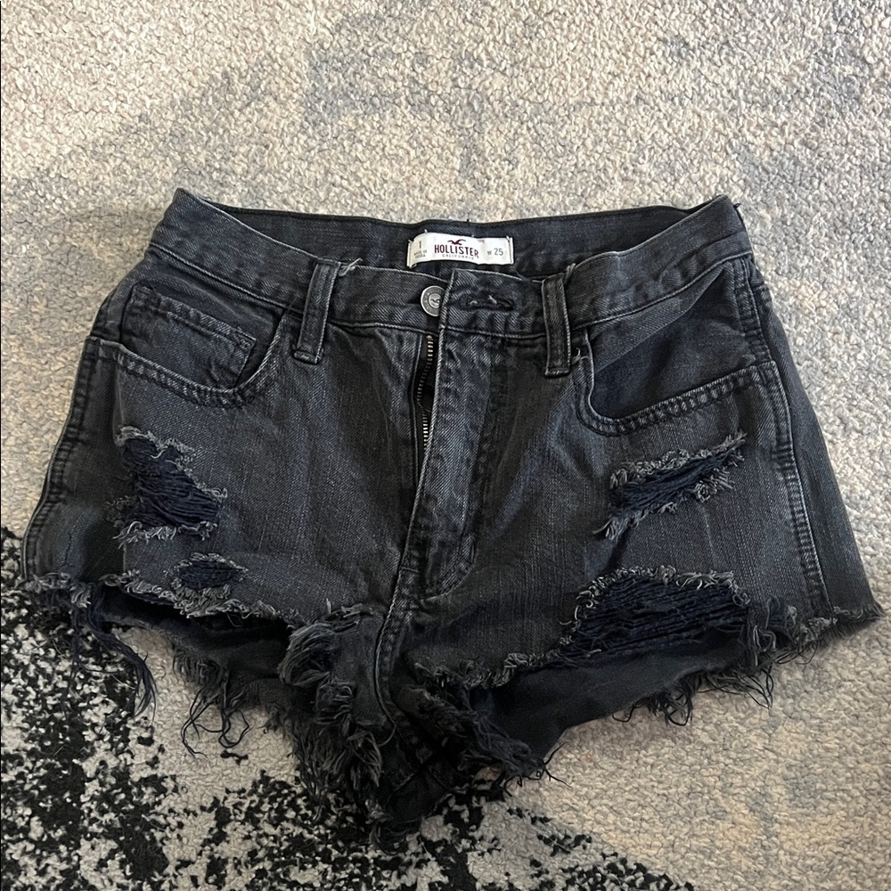 Hollister Women's Dark Distressed Jean Shorts